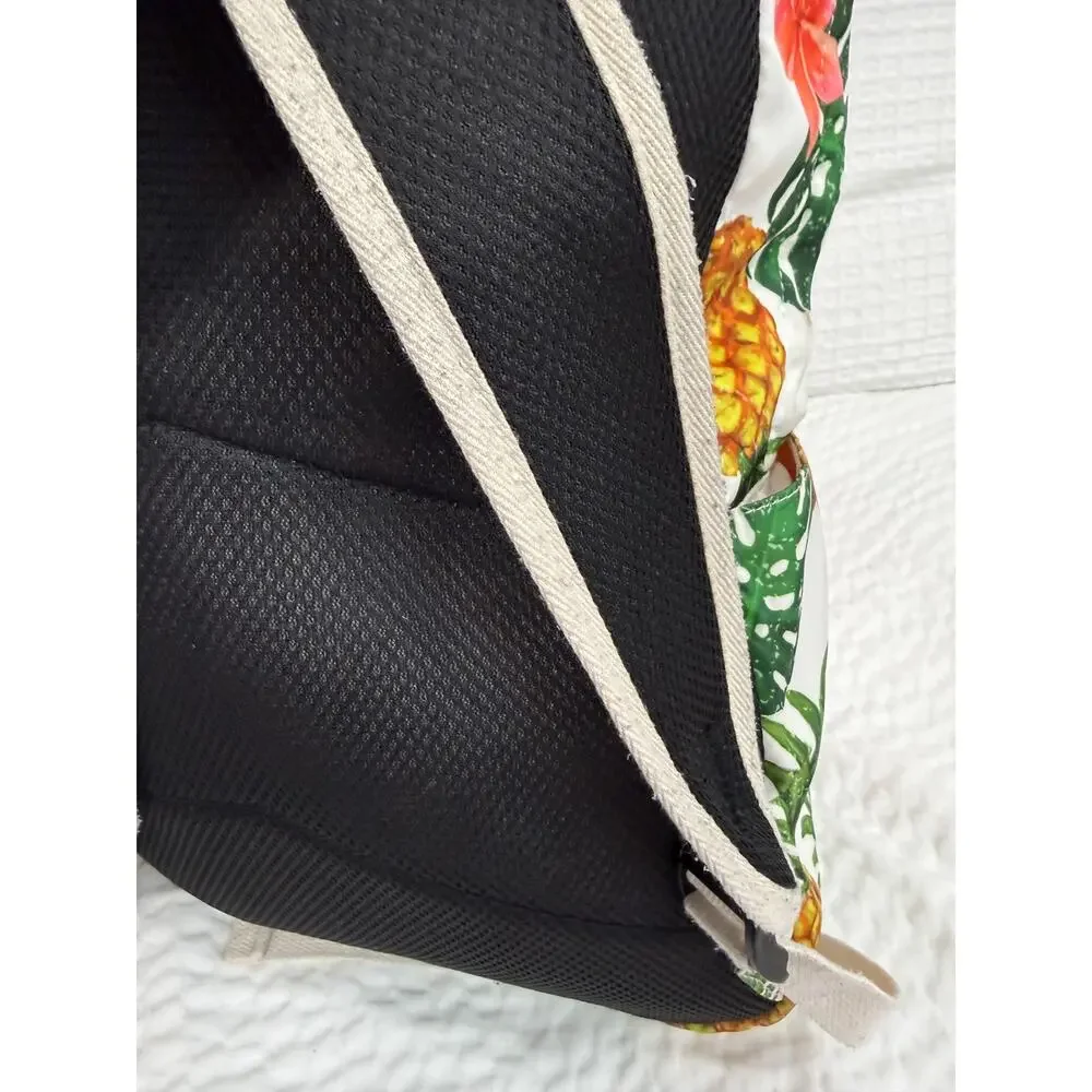 Pineapple Tropical Floral Backpack Hawaiian Beach Travel School Bag White Orange